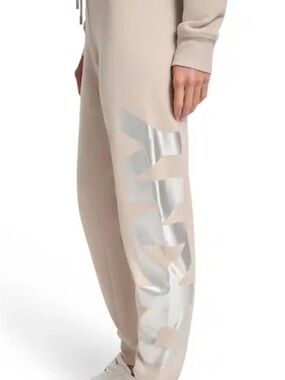 DKNY Beige Joggers with Silver Logo Panel